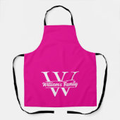 Roze en wit | Eenvoudig familienaam monogram Schort (Voorkant)