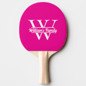Roze en wit | Eenvoudig familienaam monogram Tafeltennisbatje (Achterkant)