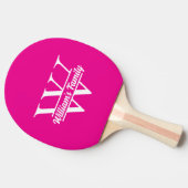 Roze en wit | Eenvoudig familienaam monogram Tafeltennisbatje (Zijkant)