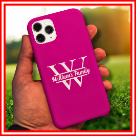 Roze en Wit | Eenvoudig familienaammonogram  Case-Mate iPhone 14 Pro Max Hoesje