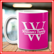 Roze en Wit | Eenvoudig familienaammonogram