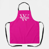 Roze en Wit | Eenvoudig familienaammonogram Schort (Voorkant)