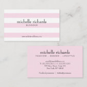 Roze en wit eenvoudig gestreept Visitekaartje (Voorkant / Achterkant)