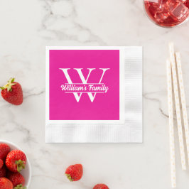 Roze en Wit | Eenvoudige familienaam Monogram Servet