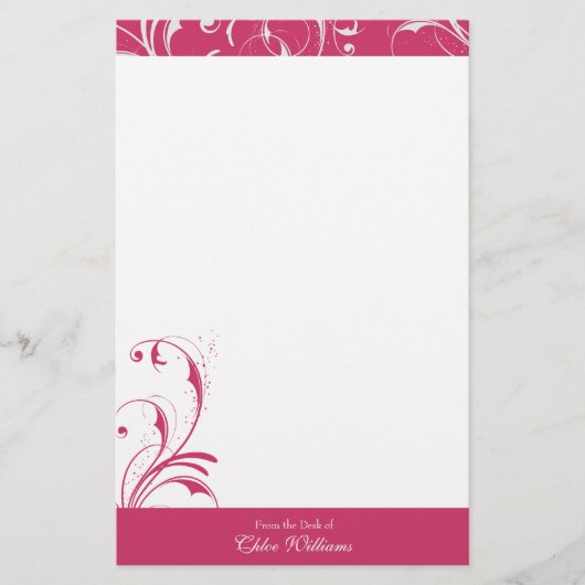 Roze en wit Elegant bloeien Briefpapier (Voorkant)