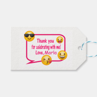 Roze en wit, emoji dank u labels cadeaulabel