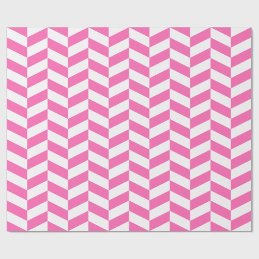 Roze en wit Extra Groot Herringbone Cadeaupapier (Vlak)