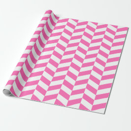 Roze en wit Extra Groot Herringbone Cadeaupapier