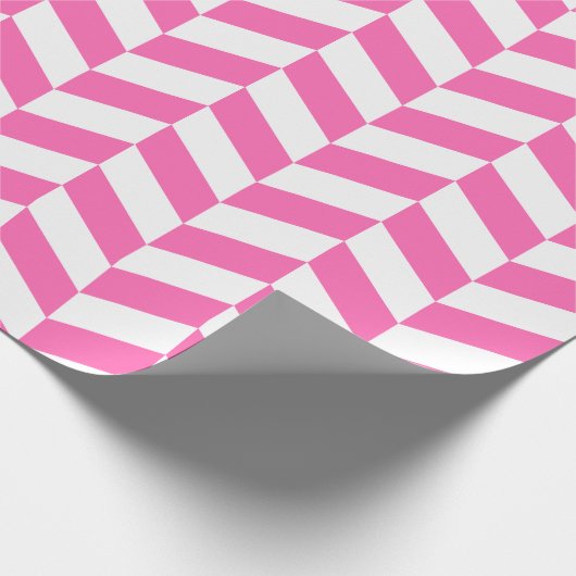 Roze en wit Extra Groot Herringbone Cadeaupapier (Hoek)