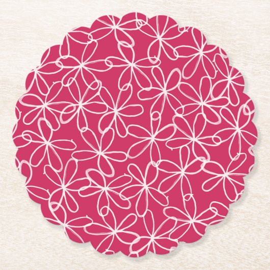 Roze en wit Fancy ontwerp Kartonnen Onderzetters (Voorkant)