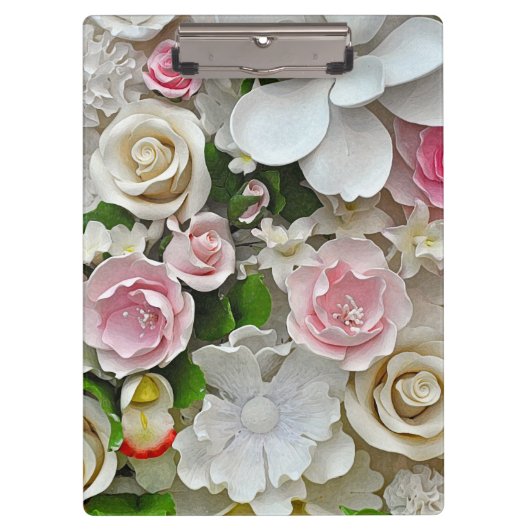 Roze en wit floreel patroon klembord (Voorkant)