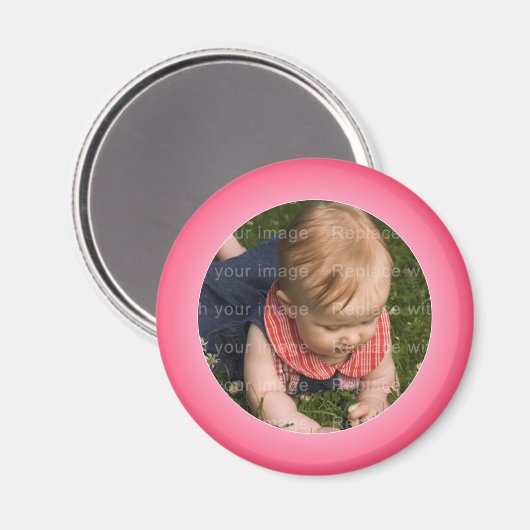 Roze en wit foto lijst magneet (Voorkant / Achterkant)