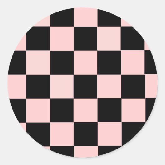 Roze en wit gecontroleerd ronde sticker (Voorkant)