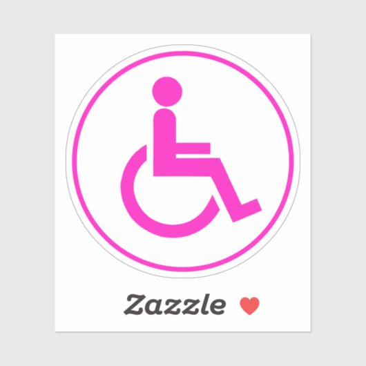 Roze en Wit gehandicaptensymbool Ronde Sticker (Vel)