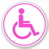 Roze en Wit gehandicaptensymbool Ronde Sticker (Voorkant)