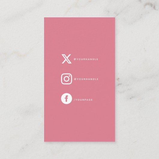 Roze en wit gemaakt met liefde hart sociale links informatiekaartje (Achterkant)