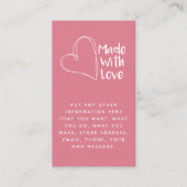 Roze en wit gemaakt met liefde hart sociale links informatiekaartje (Voorkant)