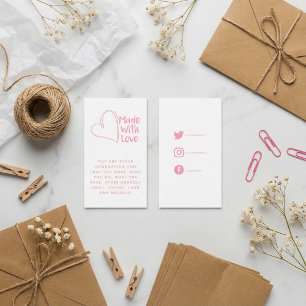 Roze en wit gemaakt met liefdeshart, sociale links informatiekaartje