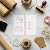 Roze en wit gemaakt met liefdeshart, sociale links informatiekaartje