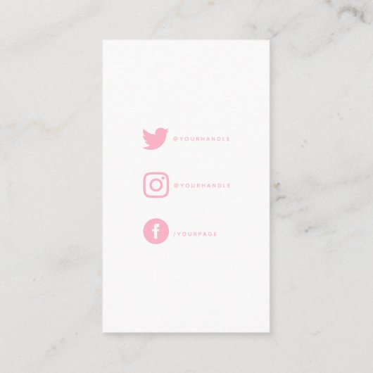 Roze en wit gemaakt met liefdeshart, sociale links informatiekaartje (Achterkant)