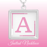 Roze en wit gepersonaliseerd initiaal zilver vergulden ketting<br><div class="desc">Gepersonaliseerd ketting / hanger. Voeg je initiaal toe. Kleurenschema: roze en wit</div>