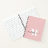 Roze en Wit Gepersonaliseerd Monogram Notitieboek (Binnen)