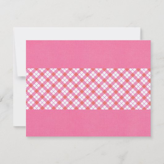 Roze en Wit Geplakt Party Uitnodigen Kaart (Achterkant)