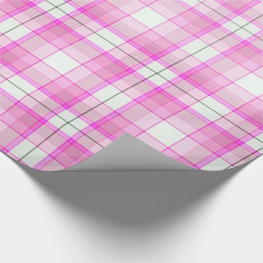 Roze en wit geruit cadeaupapier (Hoek)