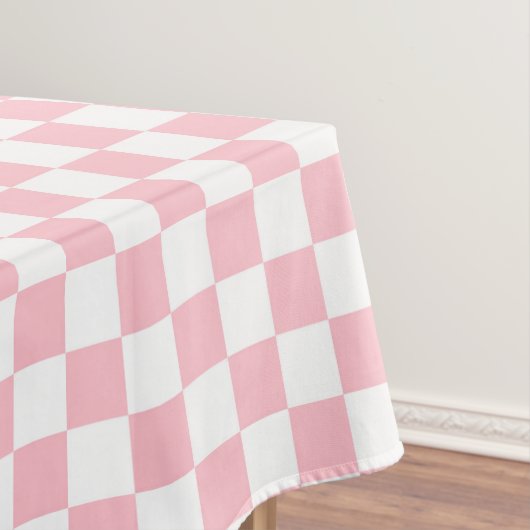 Roze en wit geruit cheque katoen dineren tafelkleed (Voorbeeld)