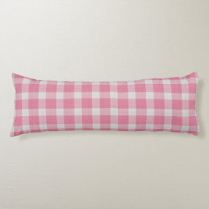 Roze en wit geruit gingham ruit lichaamskussen