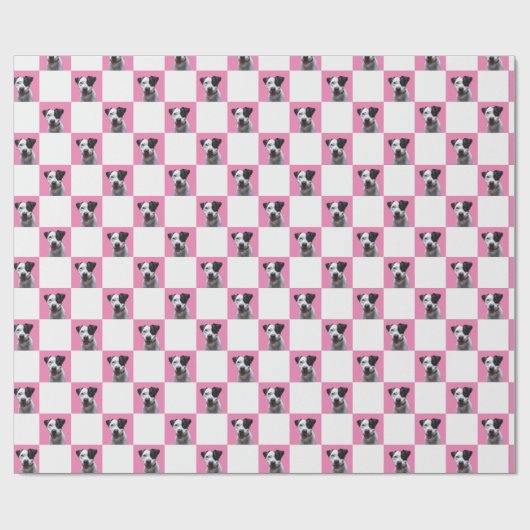 Roze en Wit geruite aangepaste foto Cadeaupapier (Vlak)