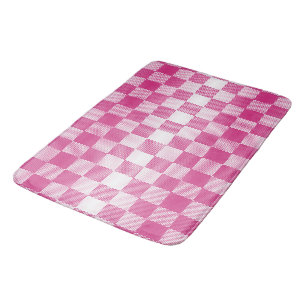 Roze en Wit Geruite Geometrische Badmat