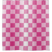 Roze en Wit Geruite Geometrische Douchegordijn (Voorkant)