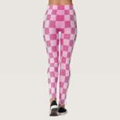 Roze en Wit Geruite Geometrische Leggings (Achterkant)