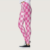 Roze en Wit Geruite Geometrische Leggings (Links)
