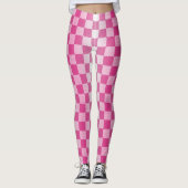 Roze en Wit Geruite Geometrische Leggings (Voorkant)
