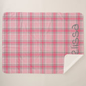 Roze en Wit geruite Naam Monogram | Sherpa Deken (Voorkant (horizontaal))