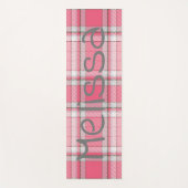 Roze en Wit geruite Naam Monogram | Yogamat (Voorkant)