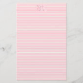 Roze en wit gestreept briefpapier Monogram (Voorkant)