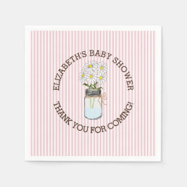 Roze en wit gestreept met Mason Jar Baby shower Servet