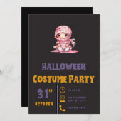 Roze en Wit Gestreept Mummy Zwart Halloween Kaart (Voorkant / Achterkant)