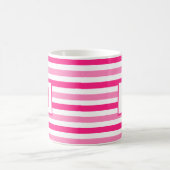 Roze en Wit Gestreept Ontwerp Enig Initiaal Koffiemok (Center)