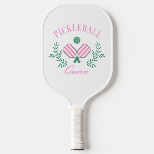 Roze en Wit Gestreept | Pickleball Queen Paddle (Voorkant)