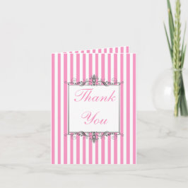 Roze en wit gestreepte bedankkaart