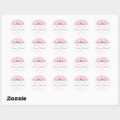 Roze en Wit Gestreepte Bruiloft Favor Sticker (Vel)