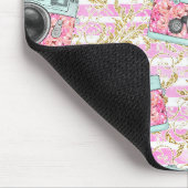 Roze en wit gestreepte mousepad muismat (Hoek)
