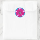 Roze en wit Gestreepte Petunia Bloem Ronde Sticker (Tas)