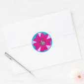 Roze en wit Gestreepte Petunia Bloem Ronde Sticker (Envelop)