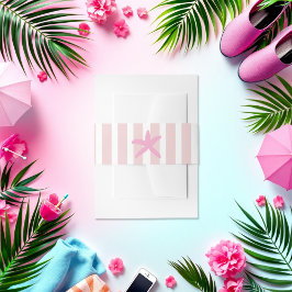 Roze en wit gestreepte Starfish Beach Social Club Uitnodigingen Wikkel