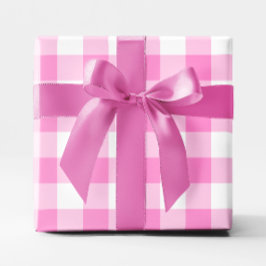  Roze en Wit Gingham Big Pattern Cadeaupapier
